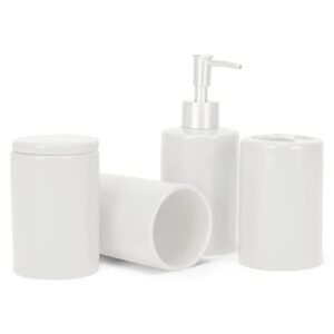 nat & jules chic rounded white 4.5 inch matte ceramic bathroom accessories set of 4