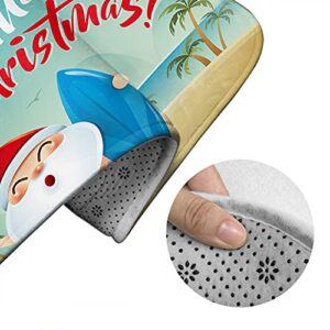 WONDERTIFY Santa Claus Bathroom Antiskid Pad Beach Holiday Merry Christmas 3 Pieces Bathroom Rugs Set, Bath Mat+Contour+Toilet Lid Cover