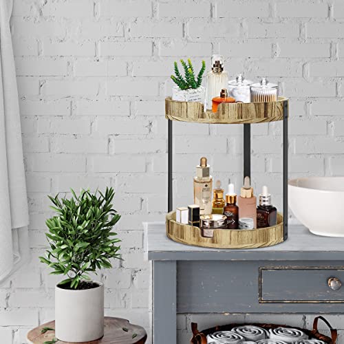 2 Tier Bathroom Organizer Countertop, Bathroom Trays Vanity Organizer Cosmetic Holder for Counter, Kitchen Storage Standing Spice Rack, Counter Shelf for Bathroom Living Room Bedroom Dressing Table