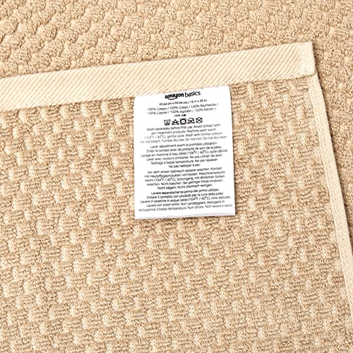 Amazon Basics Odor Resistant Textured Hand Towel, 16 x 26 Inches - 6-Pack, Beige