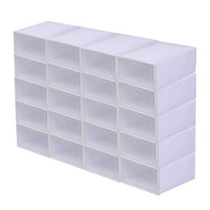 loyalheartdy 20 pcs shoe storage boxes clamshell clear shoe boxes stackable plastic shoe boxes with lids foldable shoe sneaker containers easy assembly home shoe organizer for sneaker storage