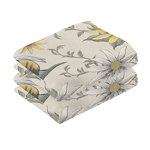 Sletend Bees Flower Bathroom Towels Hand Towels Set of 2 Bathroom Purified Cotton Face Towels Absorbent Super Soft Towel Quick Drying Washcloths for Hotel Gym Spa 16x28 Inch