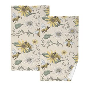 sletend bees flower bathroom towels hand towels set of 2 bathroom purified cotton face towels absorbent super soft towel quick drying washcloths for hotel gym spa 16x28 inch