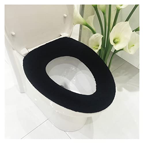 Huanxi JLLidcy Comfortable Soft Multicolor Bathroom Toilet Set Thickening Washable Toilet Seats Cover Toilet Mat Winter Warm O Ring Potty Sets Paionn Gurert123 (Color : Black)