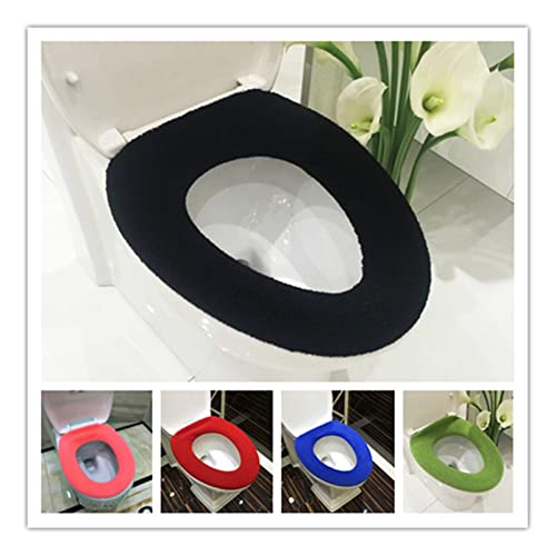 Huanxi JLLidcy Comfortable Soft Multicolor Bathroom Toilet Set Thickening Washable Toilet Seats Cover Toilet Mat Winter Warm O Ring Potty Sets Paionn Gurert123 (Color : Black)