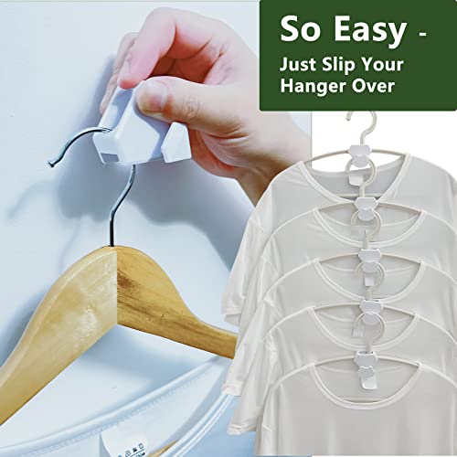 20 Pcs Hanger Hooks for Saving 7X Closet Space fits All Hangers, Value Pack Space Saving Closet Hanger Organizers for Hanger Connection, AS SEEN ON TV, Space Frog & Diamond for hangers, White