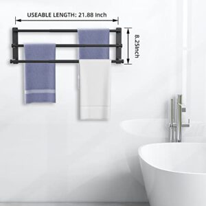 gizozo Bath Towel Bars 3-Tier, 23 Inch Towel Rack Wall Mounted Lavatory Towel Organizer, Metal Towel Rod Holder for Bathroom Towel Storage, Black