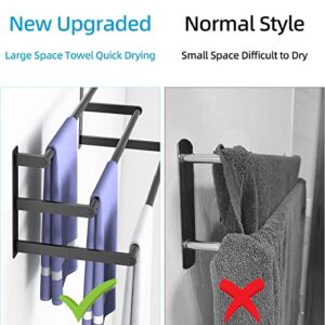 gizozo Bath Towel Bars 3-Tier, 23 Inch Towel Rack Wall Mounted Lavatory Towel Organizer, Metal Towel Rod Holder for Bathroom Towel Storage, Black