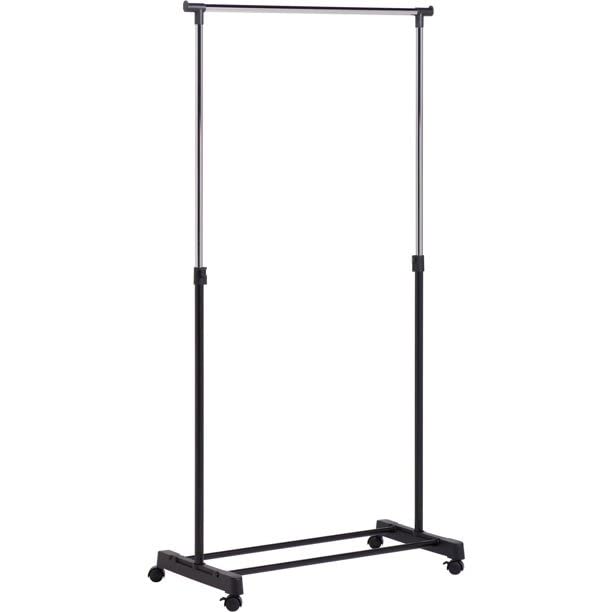 ArmiStore Metal Chrome Adjustable Rolling Garment Rack, Black