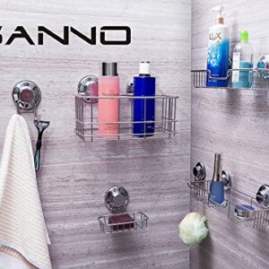 SANNO Suction Cup Shower Caddy with Hooks,Powerful Suction Cup Powerful Vacuum Suction Cup Hooks for Shower