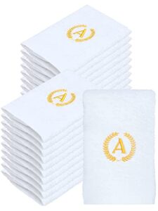 set of 50 monogrammed towels bathroom letter a gold embroidered hand towel decorative monogrammed towels cotton monogram guest napkins for kitchen gifts wedding birthday party, 18.11 x 9.84 inch