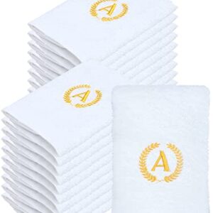 Set of 50 Monogrammed Towels Bathroom Letter a Gold Embroidered Hand Towel Decorative Monogrammed Towels Cotton Monogram Guest Napkins for Kitchen Gifts Wedding Birthday Party, 18.11 x 9.84 Inch