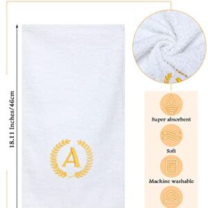 Set of 50 Monogrammed Towels Bathroom Letter a Gold Embroidered Hand Towel Decorative Monogrammed Towels Cotton Monogram Guest Napkins for Kitchen Gifts Wedding Birthday Party, 18.11 x 9.84 Inch