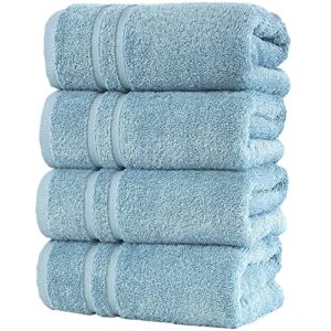 hammam linen light blue hand towels 4-pack - 16 x 29 turkish cotton premium quality soft and absorbent small towels for bathroom