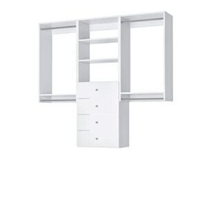 closet kit with hanging rods, shelves & drawers - corner closet system - closet shelves - closet organizers and storage shelves (white, 96 inches wide) closet shelving