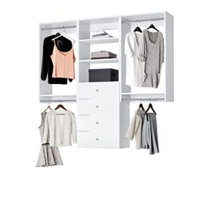 Closet Kit with Hanging Rods, Shelves & Drawers - Corner Closet System - Closet Shelves - Closet Organizers and Storage Shelves (White, 96 inches Wide) Closet Shelving