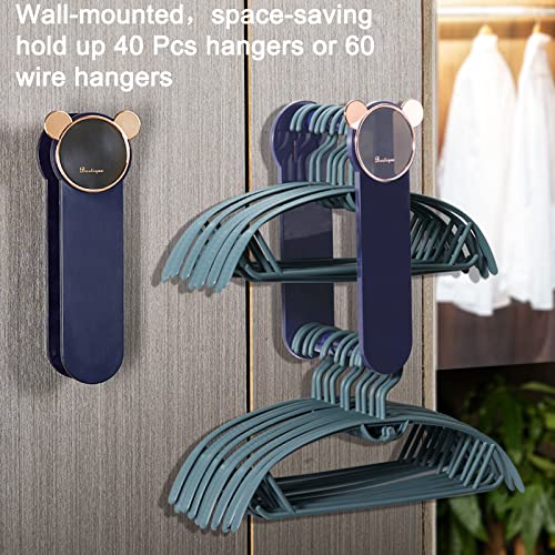 Hanger Organizer Stacker,Wall Mounted Stretchable Clothes Hanger Holder Organizer,Hanger Storage Rack(Blue)