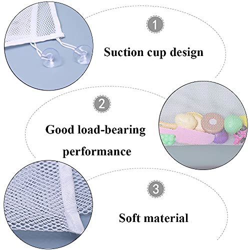 YANCAIYUNL 3 Pcs Bath Toy Storage Bath Toy Holder Removable Mesh Bag with 6 Extra Strong Suction Cups for Toy Storage Bags