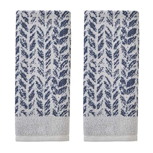 SKL Home by Saturday Knight Ltd. Distressed Leaves Hand Towel (2-Pack),Denim Blue