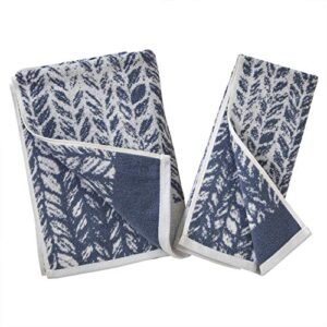 SKL Home by Saturday Knight Ltd. Distressed Leaves Hand Towel (2-Pack),Denim Blue