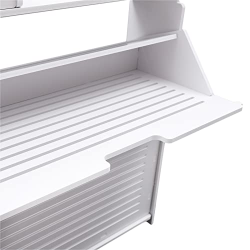 Modern Narrow White Flip Down Shoe Rack Shelf (2 Tiers)