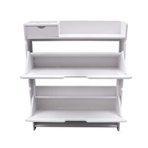 Modern Narrow White Flip Down Shoe Rack Shelf (2 Tiers)