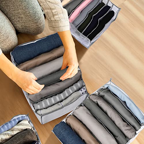 18 Pcs Wardrobe Clothes Organizer Closet Organizers Storage Big 7 Grids T-shirt Thin Jean, Small 7 Grids Leggings Socks Pants, Clothes Foldable Washable Drawer Dividers for Clothes Drawer Organizer