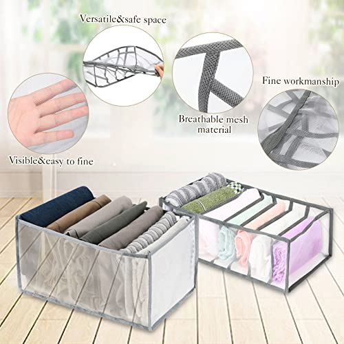 18 Pcs Wardrobe Clothes Organizer Closet Organizers Storage Big 7 Grids T-shirt Thin Jean, Small 7 Grids Leggings Socks Pants, Clothes Foldable Washable Drawer Dividers for Clothes Drawer Organizer