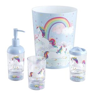 allure home creation unicorn & rainbow 4-piece plastic bath accessory set