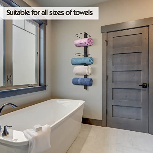 TIPSYTREE Towel Racks for Bathroom Towel Rack Wall Mounted Bath Towel Holder Storage, 6 Levels Wall Mounted Storage Organizer for Towels for Spa, Salon, Camper