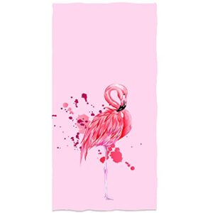 iuocfer pink flamingo hand towels pink animal bath towels 13.6 * 29 highly absorbent kitchen dish towels for household daily use | home decoration | carry-on hotel gym spa