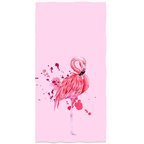 IUOCFER Pink Flamingo Hand Towels Pink Animal Bath Towels 13.6 * 29 Highly Absorbent Kitchen Dish Towels for Household Daily Use | Home Decoration | Carry-On Hotel Gym Spa