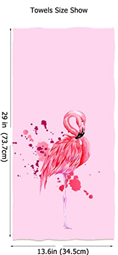 IUOCFER Pink Flamingo Hand Towels Pink Animal Bath Towels 13.6 * 29 Highly Absorbent Kitchen Dish Towels for Household Daily Use | Home Decoration | Carry-On Hotel Gym Spa