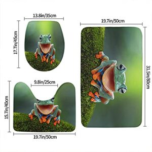 AOYEGO Tree Frog Laughing Bathroom Rugs Set of 3 Natural Animal Closeup Small Isolated Flying Fog Non Slip 31.5X19.7 Inch Soft Absorbent Polyester for Tub Shower Toilet