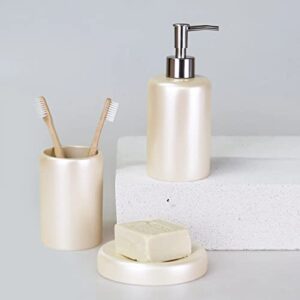 victoria soap dish and toothbrush holder set in 3 pieces, pearl