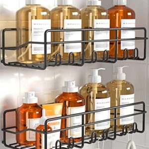 Coraje Adhesive Shower Caddy, [2-Pack] Shower Organizer, Large Capacity Rustproof Shower Shelves, Stainless Steel Bathroom Shower Organizer, Shower Shelf for Inside Shower, Black