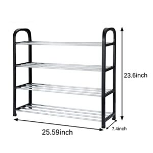 YIFEY 4-Tier Shoe Rack,Metal Standing Shoe Shelf for Bedroom Closet,Sturdy Shoe Storage for Entryway,Stackable Shoe Storage Organizer for Living Room