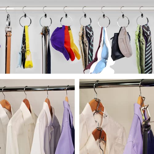 Closet Organization Bundle featuring 1 Multipurpose Rolly Hangers and 12 Hook hanger Connectors. This unbeatable combination is designed to solve your closet space limitations by creating space-saving