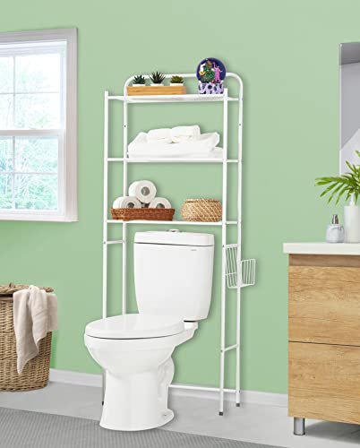 Oikos 3 Tier Over-The-Toilet Storage, Above Toilet Storage, Over The Toilet Bathroom Storage, Over The Toilet Storage White, Over Toilet Shelf, Bathroom Racks and Shelves, Magazine Rack (White)