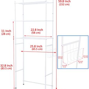 Oikos 3 Tier Over-The-Toilet Storage, Above Toilet Storage, Over The Toilet Bathroom Storage, Over The Toilet Storage White, Over Toilet Shelf, Bathroom Racks and Shelves, Magazine Rack (White)