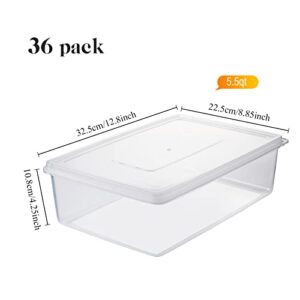 Sawysine 36 Pieces 5.5 Qt Plastic Storage Container Bin with Lids, Clear Shoe Storage Bin Box Bulk Stackable Storage Shoe Box for Organizing Shoes Closet Organization School Supplies