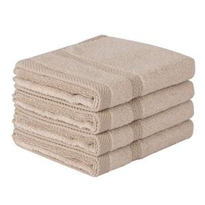 mother-earth hand towels, fingertip towels for bathroom - 11 x 18 inches, extra absorbent and soft terry towels for sensitive skin, quick dry, set 4 pieces (light brown)