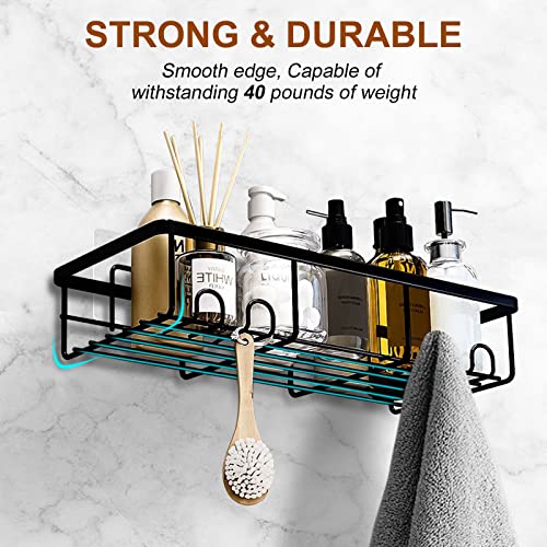 HNRLOY Shower Caddy Organizer,4Pack Bathroom Shower Shelf Rack for Wall Mount Bath Shower Storage with 2 Soap Dish Holder,Self Adhesive Stainless Steel Black Shower Shelves Accessories