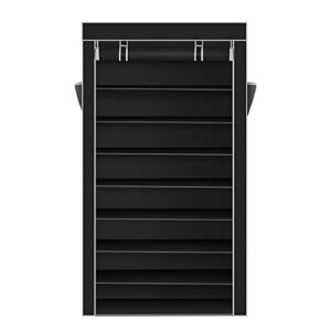 errtt 10 tiers shoe rack with dustproof cover closet shoe storage cabinet organizer, portable shoe rack,duseproof eay to assemble, black