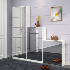 gls floor standing full length mirror shoe cabinet,5 tier closet shoe organizers for living room,white