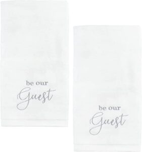 auldhome design guest towels (set of 2, white w/gray); be our guest monogrammed hand towels