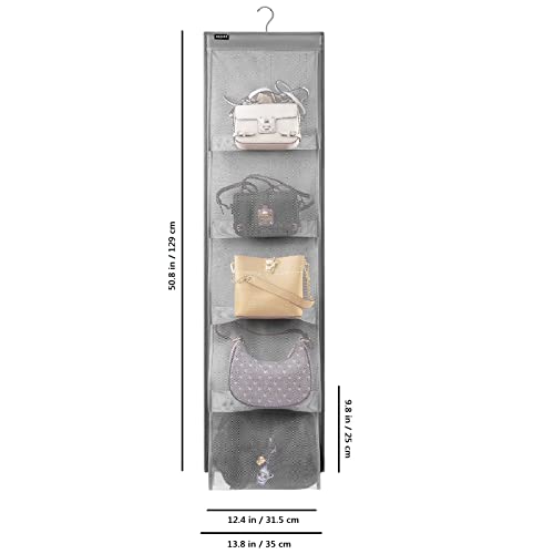 ANZORG 1 Pcs Dual Sided Hanging Handbags Organizer Closet Shoe Holder with 10 Large Pockets Storage for Towel Scarf Clothes (MESH)