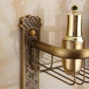 Bathroom Shelf Rectangular Shower Holder Antique Shower Caddy, Brass Shower Manager Wall Mounted Installation Bathroom Accessory