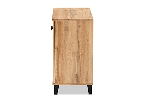 Baxton Studio Coolidge Modern and Contemporary Oak Brown Finished Wood 2-Door Shoe Storage Cabinet