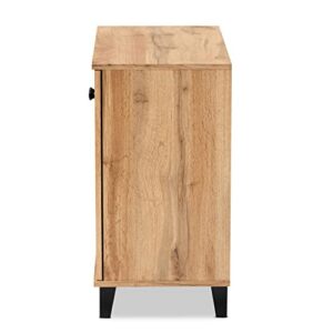 Baxton Studio Coolidge Modern and Contemporary Oak Brown Finished Wood 2-Door Shoe Storage Cabinet